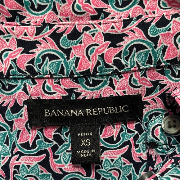 BANANA REPUBLIC Floral Pink and Blue Women's Sheer Popover Top Size XSP - Picture 6 of 6